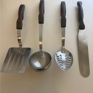 Cutco 4 Piece Vintage Serving Utensils Wood Handle Stainless Steel